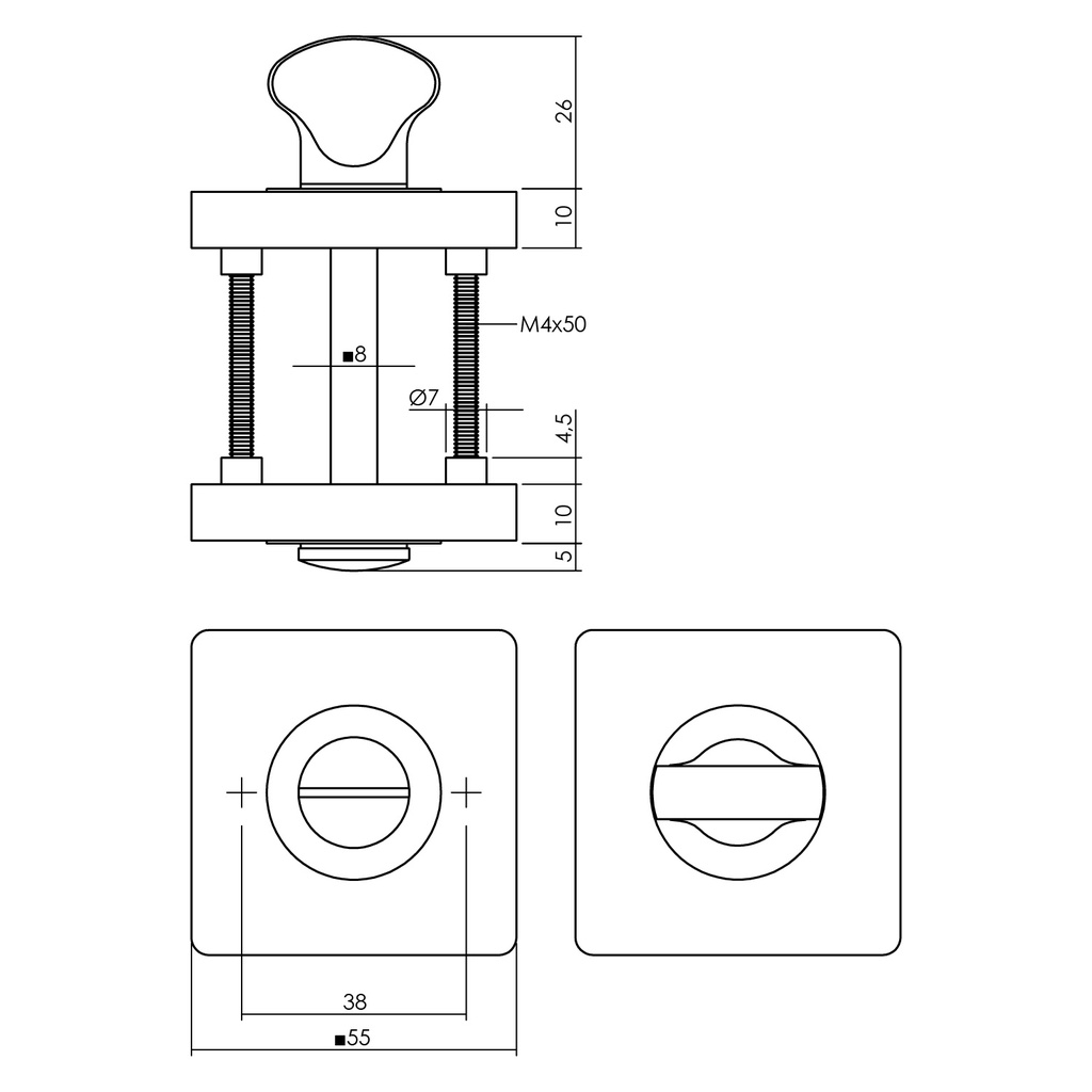 INTERSTEEL WC-ROZET 55x55x10mm PER PAAR