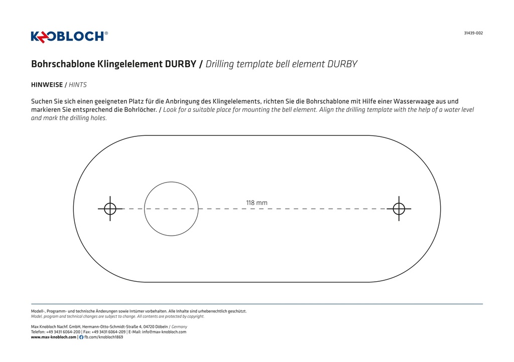 MAX KNOBLOCH DEURBEL DURBY POLY SNOW OVAL