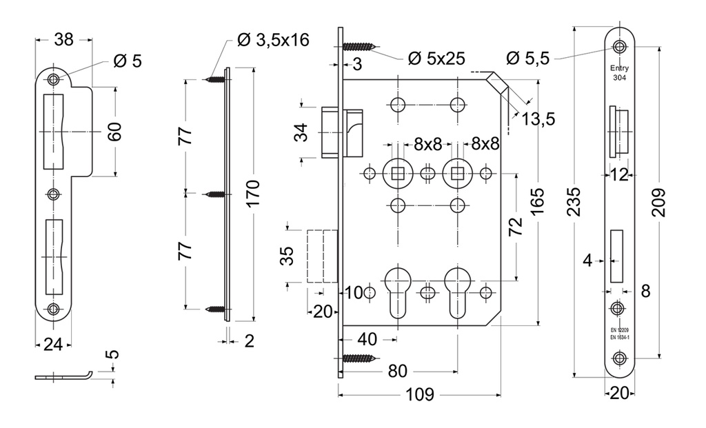 BESA 40+80 DUBBELE PROFIELCILINDER